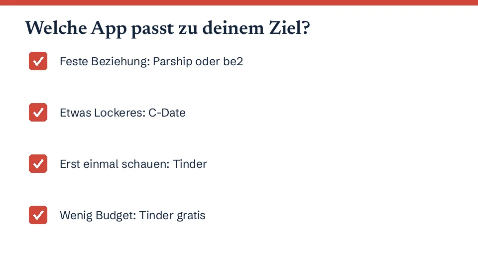 Welche Dating-App zu welchem Ziel passt