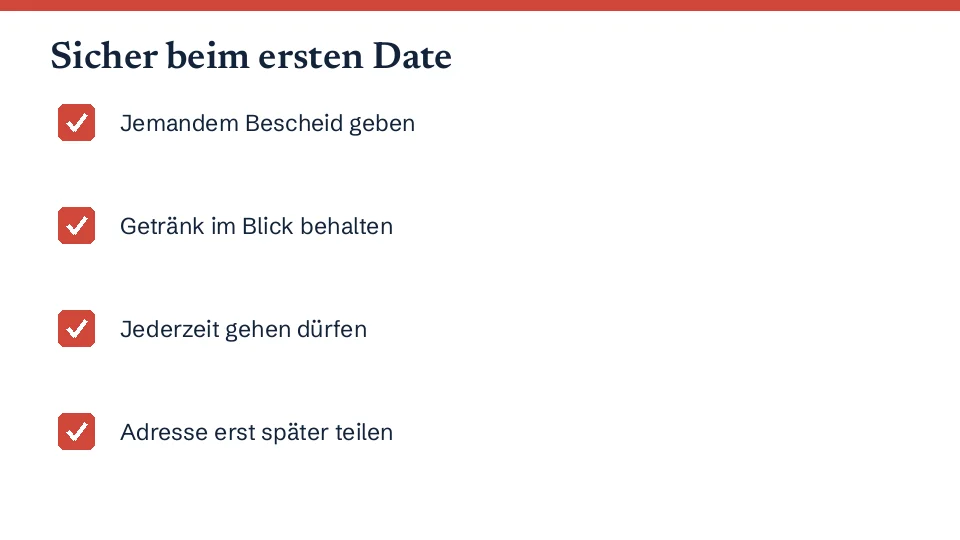 Vier Regeln für ein sicheres erstes Date